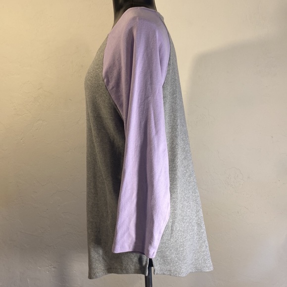 Women’s shirt/top Lavender/gray jersey shirt sleeves rounded collar very soft - Picture 5 of 13